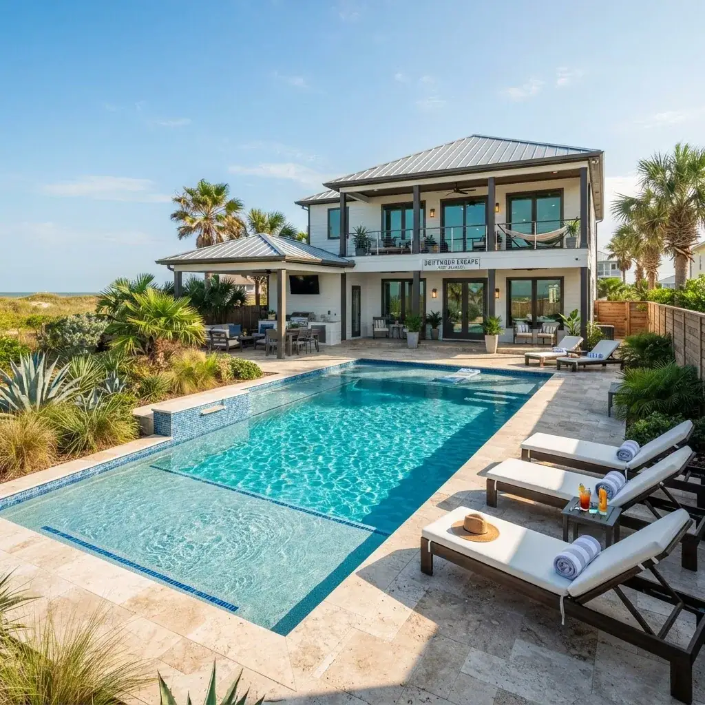 Sparkling clean pool at a Gulf Coast vacation rental home